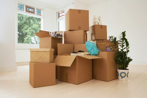 Packed boxes and furniture ready for local house removals